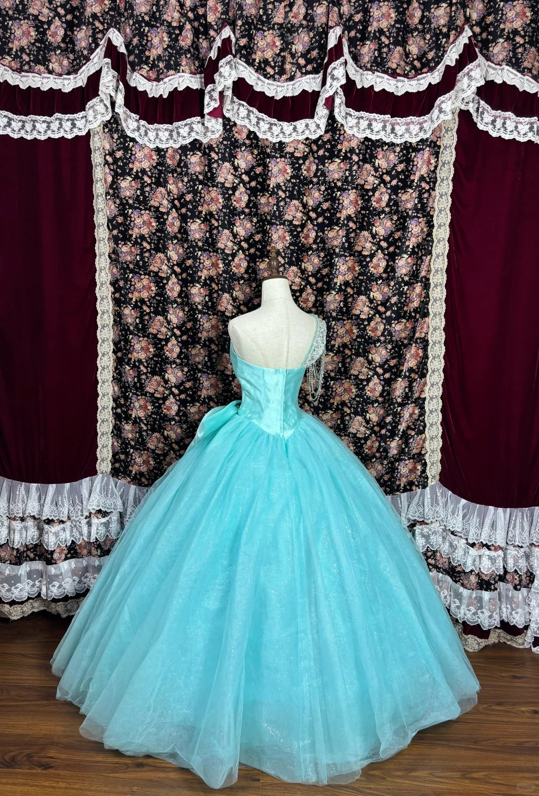 Dreamy One-Shoulder A-Line Evening Gowns Rhinestone Bow Beading Prom Dress AP2438