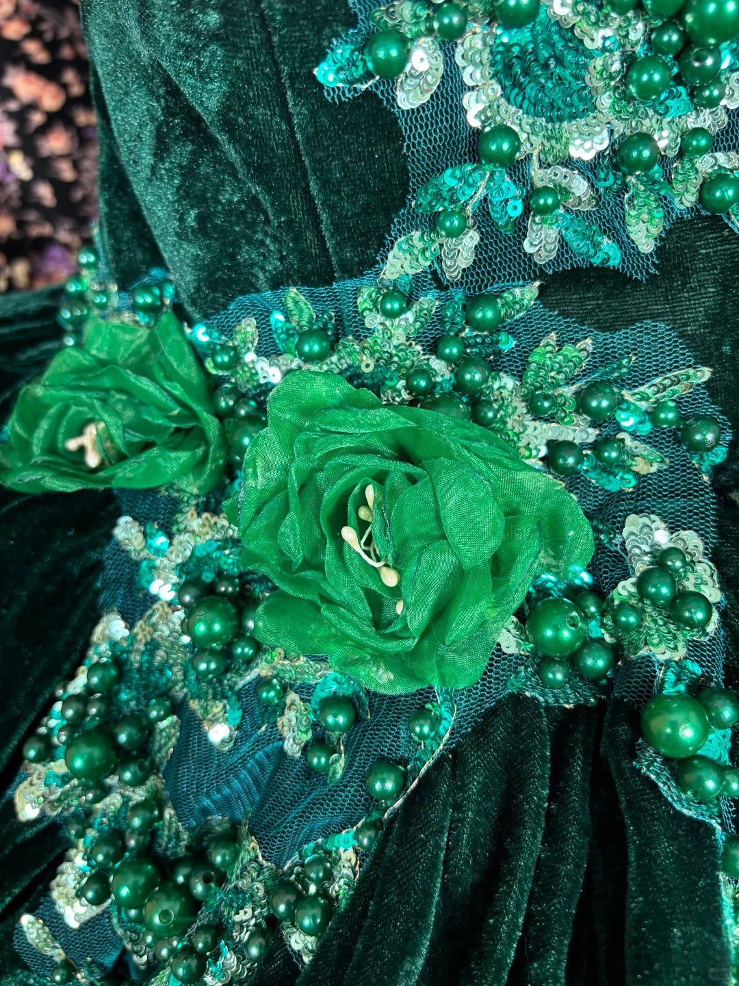 Dreamy Sweetheart Neck A-Line Formal Dresses Beaded Handmade Flowers Prom Dress AP2439