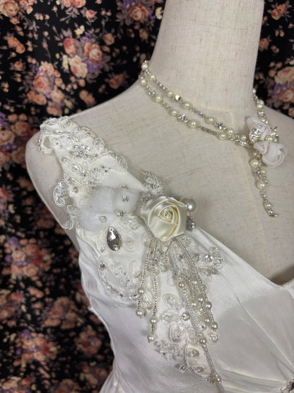 Classical One-Shoulder Mermaid Bridal Gowns Sequins Beading Rhinestone Applique Wedding Dress AP2443