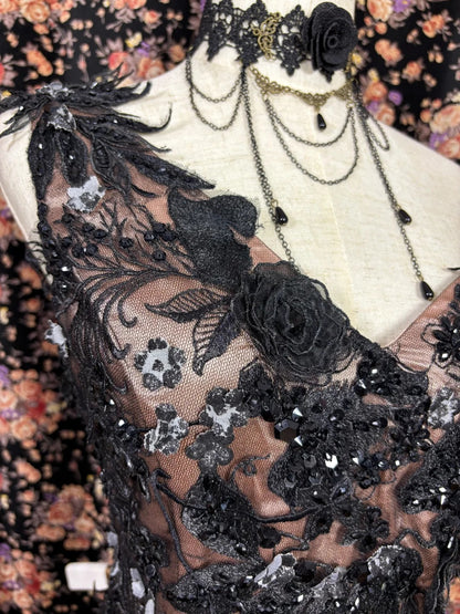 Glam Mermaid One-Shoulder Evening Gowns Sequins Applique Handmade Flowers Beading Prom Dress AP2444