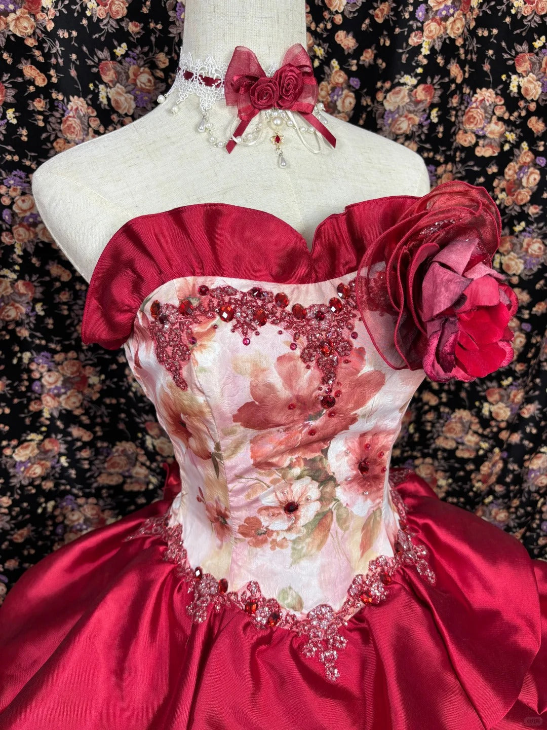 Alluring Strapless A-Line Formal Dresses Handmade Flowers Applique Sequins Beaded Prom Dress AP2448