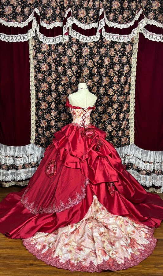 Alluring Strapless A-Line Formal Dresses Handmade Flowers Applique Sequins Beaded Prom Dress AP2448