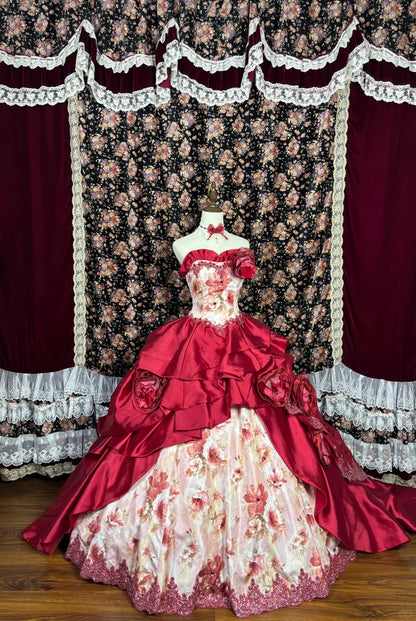 Alluring Strapless A-Line Formal Dresses Handmade Flowers Applique Sequins Beaded Prom Dress AP2448