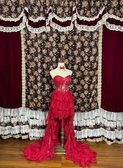 Vibrant Strapless A-Line Birthday Party Outfit Beading Crystals Ruffled Homecoming Dress AP2454