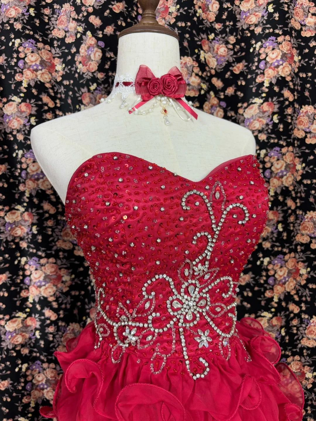 Vibrant Strapless A-Line Birthday Party Outfit Beading Crystals Ruffled Homecoming Dress AP2454