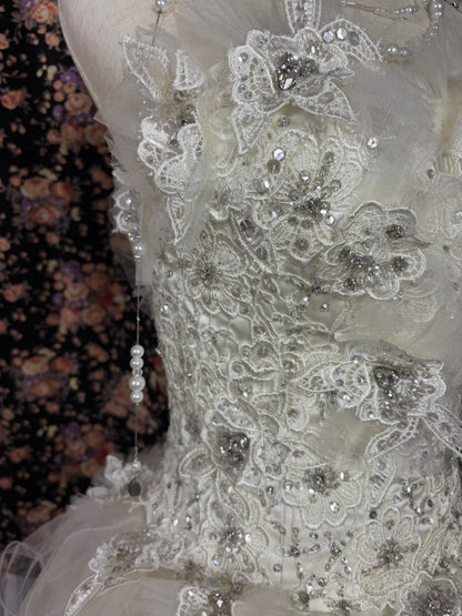 A-Line Birthday Short Dresses Strapless Sequins Crystals Appliques Tulle Train Homecoming Dress AP2460