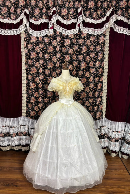 Vintage A-Line Off-Shoulder Formal Dresses Sequins Appliques Beaded Pearls Prom Dress AP2465