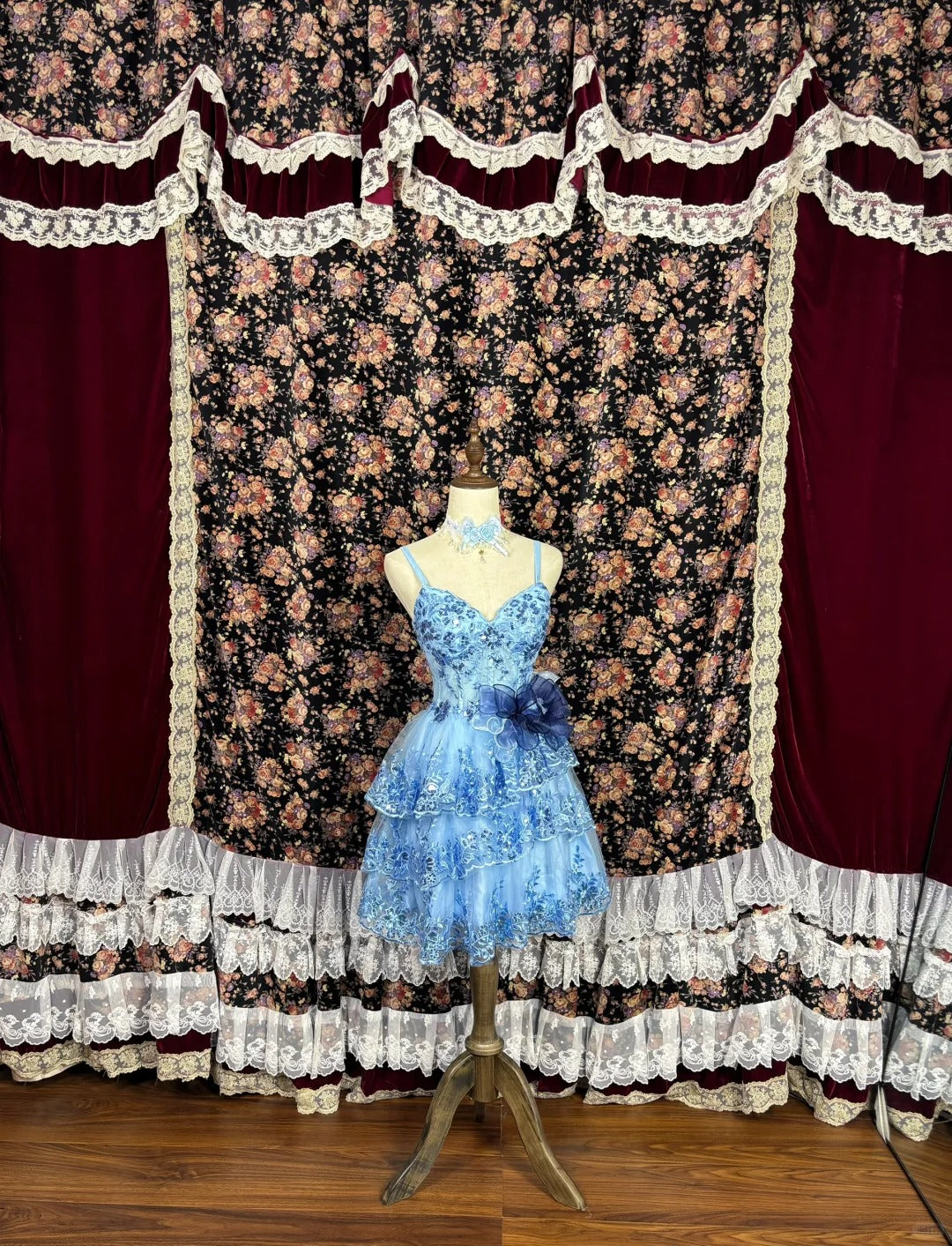 Blue A-Line Sweetheart Neck Birthday Dresses Appliques Sequins Homecoming Dress AP2472