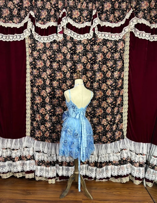 Blue A-Line Sweetheart Neck Birthday Dresses Appliques Sequins Homecoming Dress AP2472