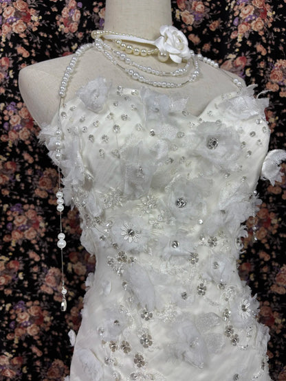 Gorgeous Sweetheart Neck Mermaid Bridal Gowns Crystals Rhinestone Sequins Wedding Dress AP2473