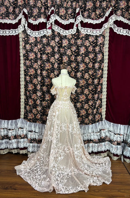 Fashionable A-Line Off-Shoulder Formal Dresses Beaded Lace Appliques Prom Dress AP2475