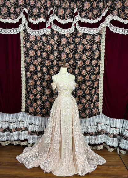 Fashionable A-Line Off-Shoulder Formal Dresses Beaded Lace Appliques Prom Dress AP2475