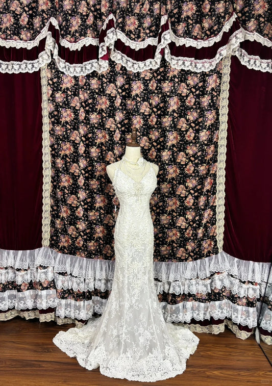 Sweet Spaghetti Strap Mermaid Bridal Gowns Sequins Beading Pearls Appliques Wedding Dress AP2476