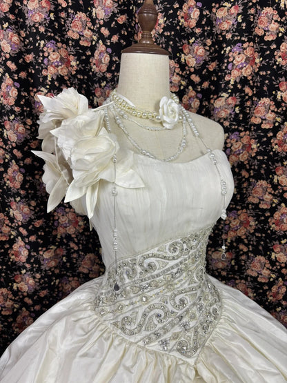 Novelty A-Line One Shoulder Formal Dresses Handmade Flowers Sequins Beaded Crystals Prom Dress AP2478