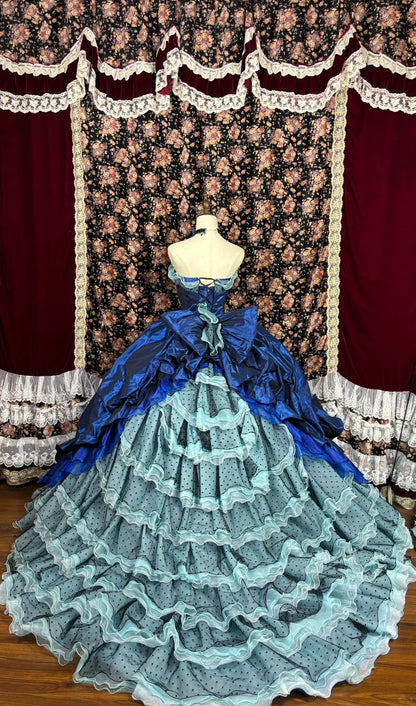 Stunning A-Line Strapless Formal Dresses Tiered Tulle Ruffled Prom Dress AP2479