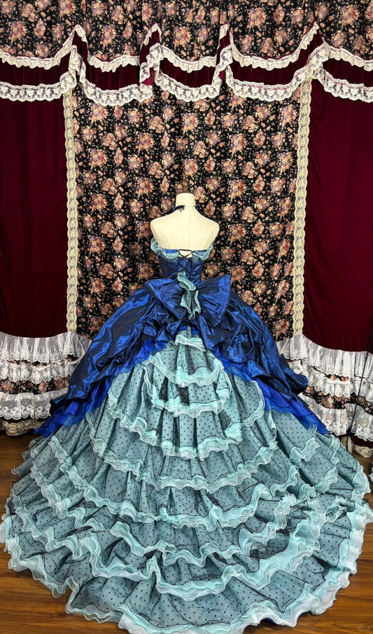 Stunning A-Line Strapless Formal Dresses Tiered Tulle Ruffled Prom Dress AP2479