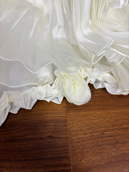 Unique A-Line Strapless Formal Dresses Handmade Flowers Beaded Ruffled Prom Dress AP2482