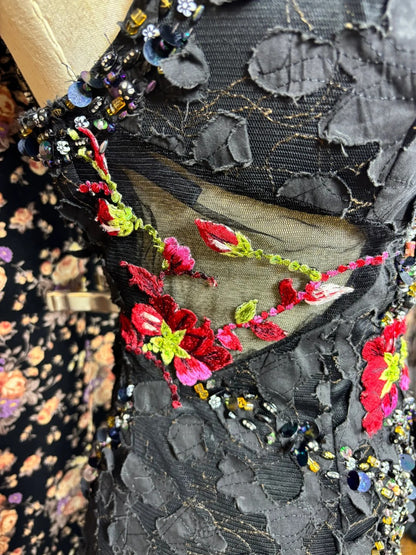 Dreamy Spaghetti Strap Black Evening Gowns Mermaid Sequins Beading Crystals Appliques Prom Dress AP2483