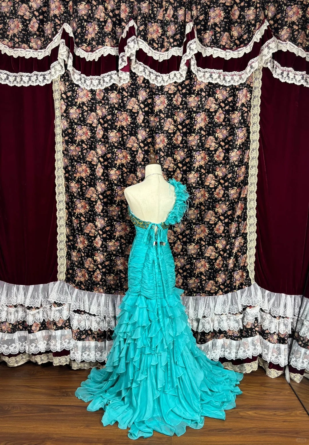 Artistic Mermaid One-Shoulder Pleated Evening Gowns Crystals Sequins Beading Prom Dress AP2487