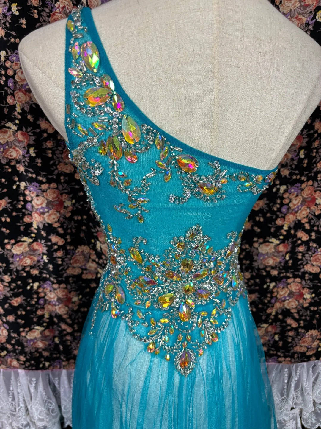 Vintage One Shoulder Sheath Formal Dresses Beading Sequins Rhinestone Tulle Prom Dress AP2490