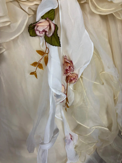 Glam Strapless A-Line Ruffled Evening Dresses Sequins Handmade Flower Prom Dress AP2502