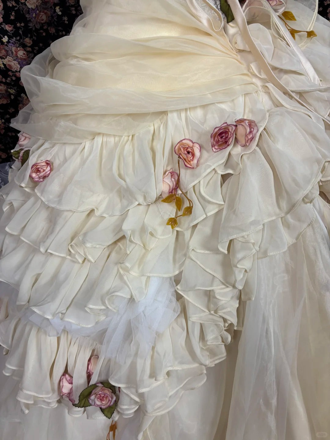 Glam Strapless A-Line Ruffled Evening Dresses Sequins Handmade Flower Prom Dress AP2502