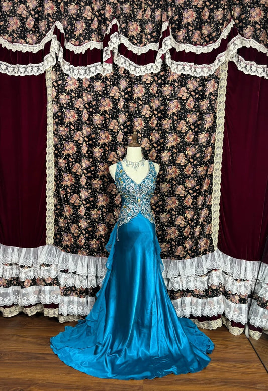 Fashionable V-Neck Sheath Formal Dresses Sequins Beading Rhinestone Ruffled Prom Dress AP2503