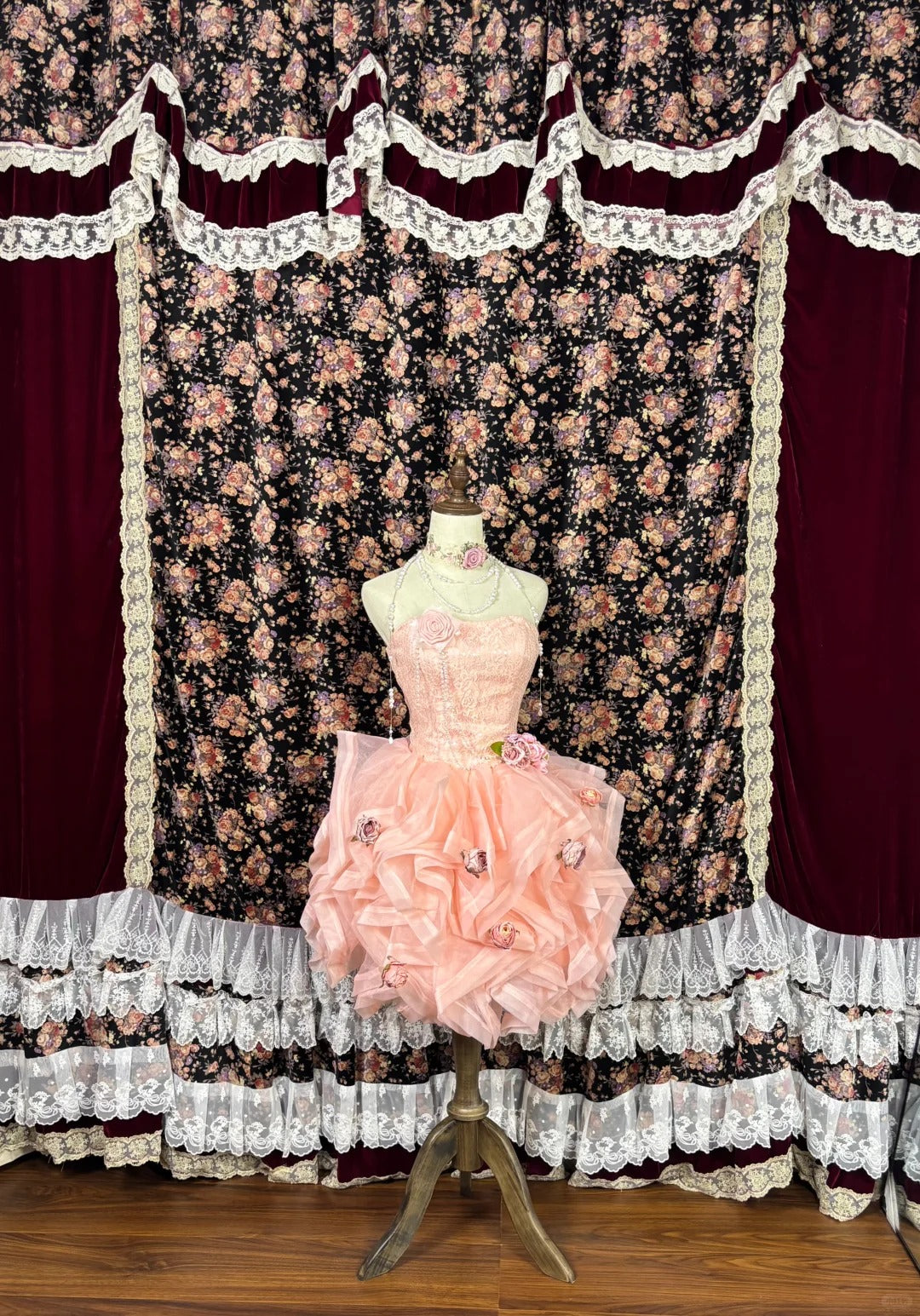 Charming Strapless A-Line Birthday Party Beading Sequins Handmade Flowers Ruffled Homecoming Dress AP2506