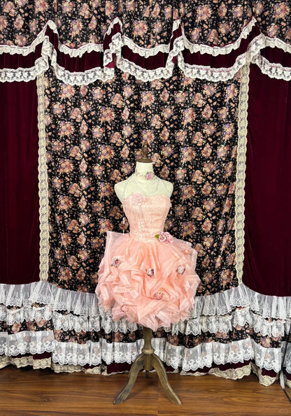 Charming Strapless A-Line Birthday Party Beading Sequins Handmade Flowers Ruffled Homecoming Dress AP2506