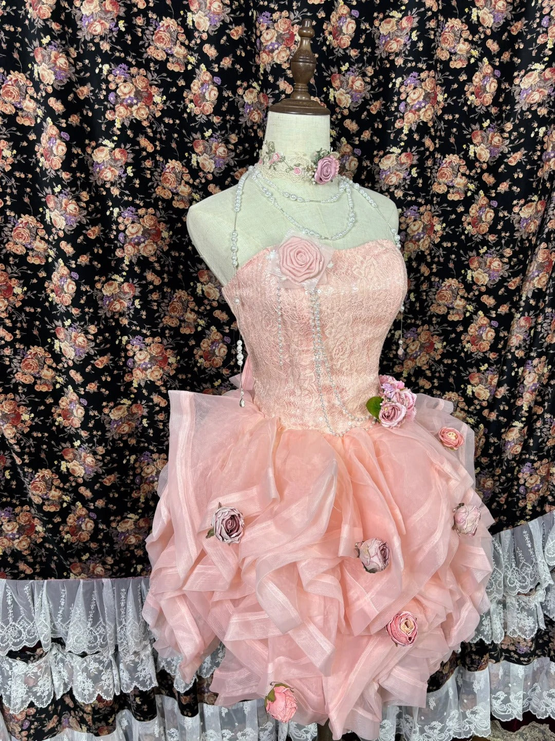 Charming Strapless A-Line Birthday Party Beading Sequins Handmade Flowers Ruffled Homecoming Dress AP2506