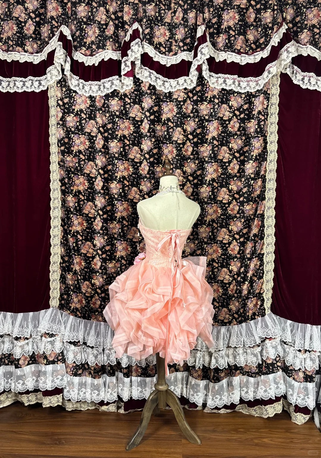 Charming Strapless A-Line Birthday Party Beading Sequins Handmade Flowers Ruffled Homecoming Dress AP2506