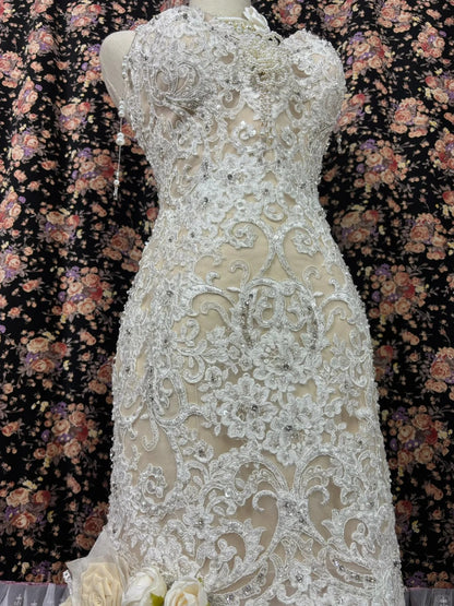 Gorgeous Sweetheart Neck Mermaid Formal Dresses Handmade Flowers Beading Sequins Lace Appliques Prom Dress AP2517