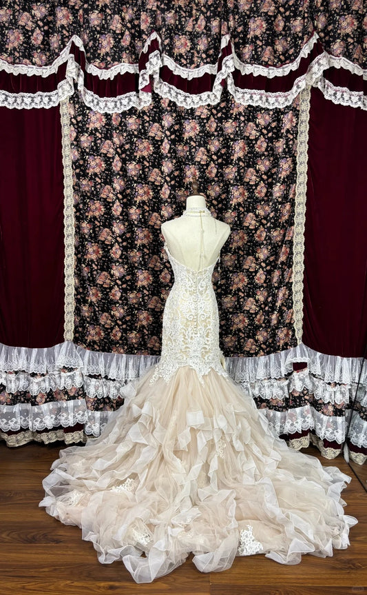 Gorgeous Sweetheart Neck Mermaid Formal Dresses Handmade Flowers Beading Sequins Lace Appliques Prom Dress AP2517