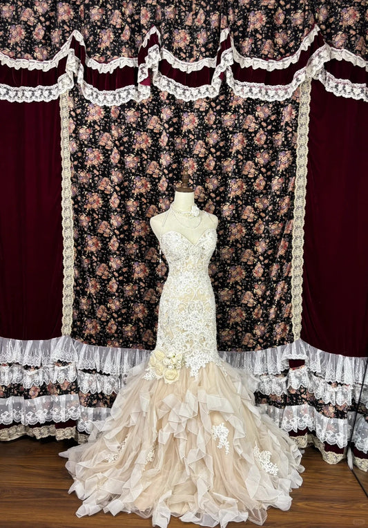 Gorgeous Sweetheart Neck Mermaid Formal Dresses Handmade Flowers Beading Sequins Lace Appliques Prom Dress AP2517