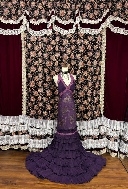 Fantastic Sheath Halter Neck Long Evening Gowns Backless Sequins Beading Floral Prom Dress AP2520