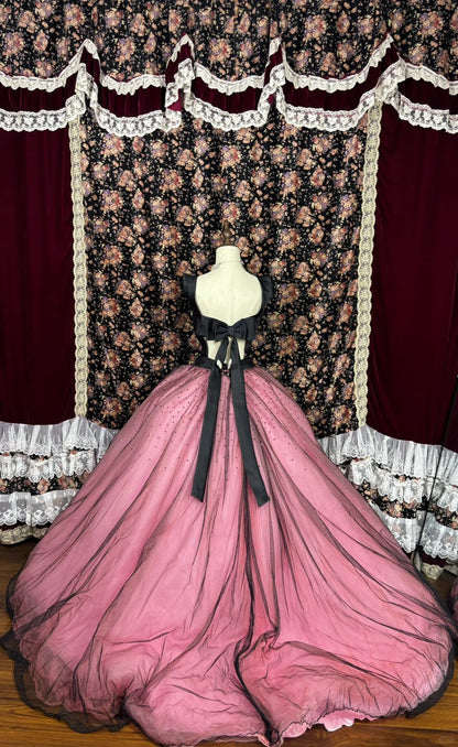 Sweet A-Line Square Neck Prom Dress Bow Handmade Flower Sequins Evening Gowns AP2528