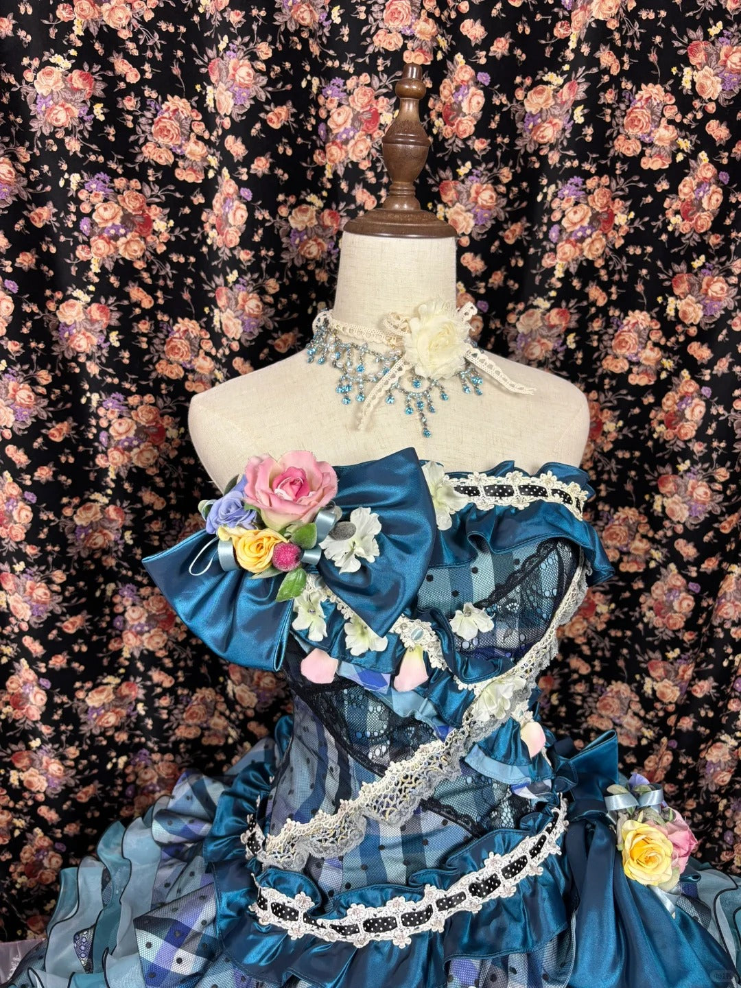 Vibrant Strapless A-Line Plaid Evening Dresses Handmade Flowers Bow Lace Prom Dress AP2531