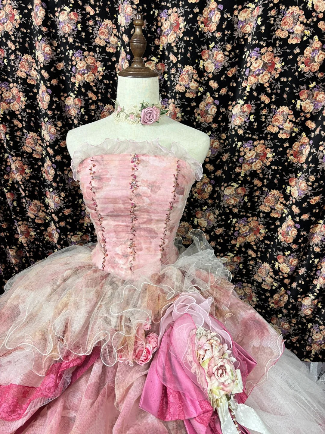 Dopamine Style Strapless A-Line Evening Dresses Handmade Flowers Beaded Crystals Prom Dress AP2533