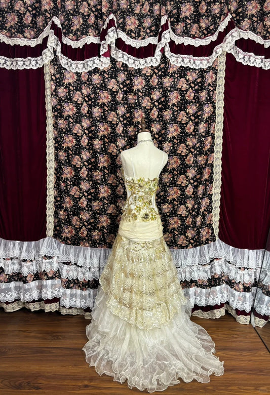 Charming Spaghetti Strap Tulle Mermaid Evening Gowns Appliques Beaded Sequins Rhinestone Prom Dress AP2541