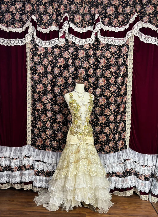 Charming Spaghetti Strap Tulle Mermaid Evening Gowns Appliques Beaded Sequins Rhinestone Prom Dress AP2541