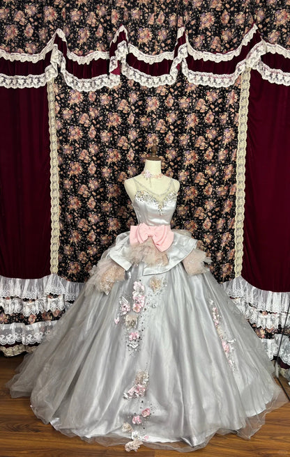 Artistic Spaghetti Strap A-Line Evening Gowns Rhinestone Beaded Bow Sequins Prom Dress AP2544