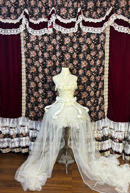 Fashionable Strapless A-Line Birthday Outfits Tulle Train Handmade Flowers Beading Sequins Homecoming Dress AP2554