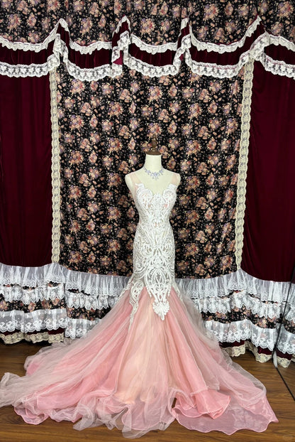 Dreamy Spaghetti Strap Tulle Mermaid Formal Dresses Beaded Crystals Applique Prom Dress AP2555