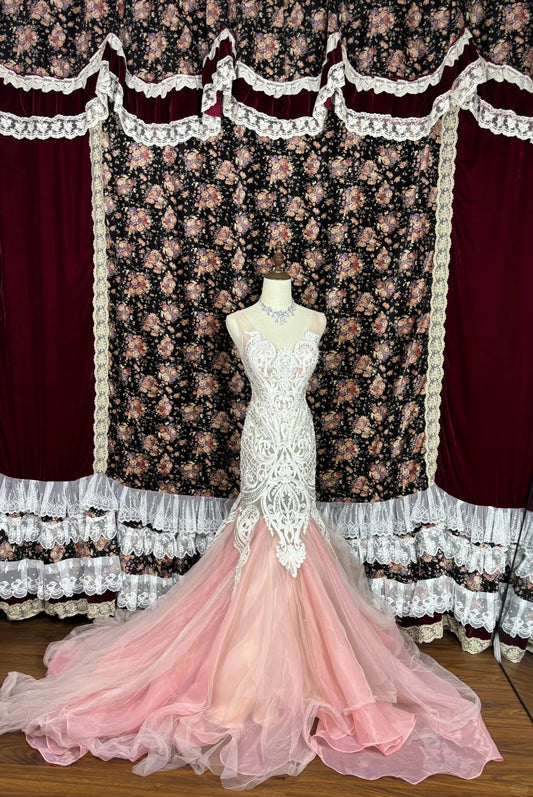 Dreamy Spaghetti Strap Tulle Mermaid Formal Dresses Beaded Crystals Applique Prom Dress AP2555