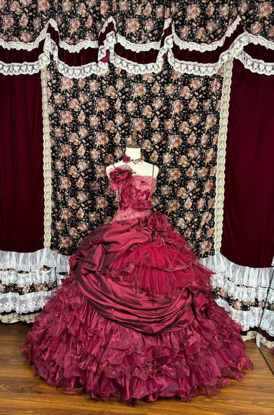 Ornate Spaghetti Strap A-Line Evening Gowns Appliques Beaded Handmade Flowers Sequins Prom Dress AP2558