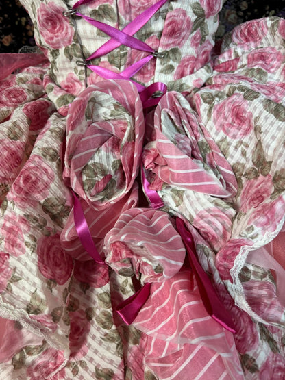 Fabulous A-Line Strapless Tiered Evening Dresses Lace Rhinestone Handmade Flowers Prom Dress AP2559