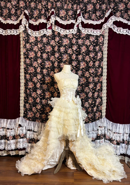 Classical A-Line Strapless Birthday Dresses Bow Beading Pearls Tiered Tulle Homecoming Dress AP2565