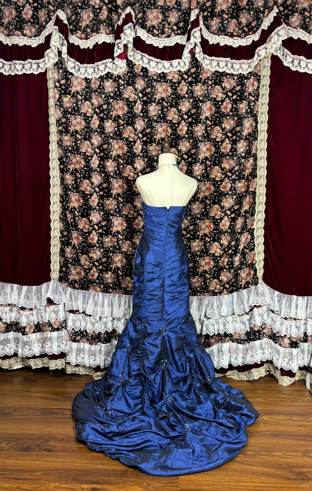 Fantastic Strapless Blue Mermaid Formal Dresses Sequins Beaded Prom Dress AP2566