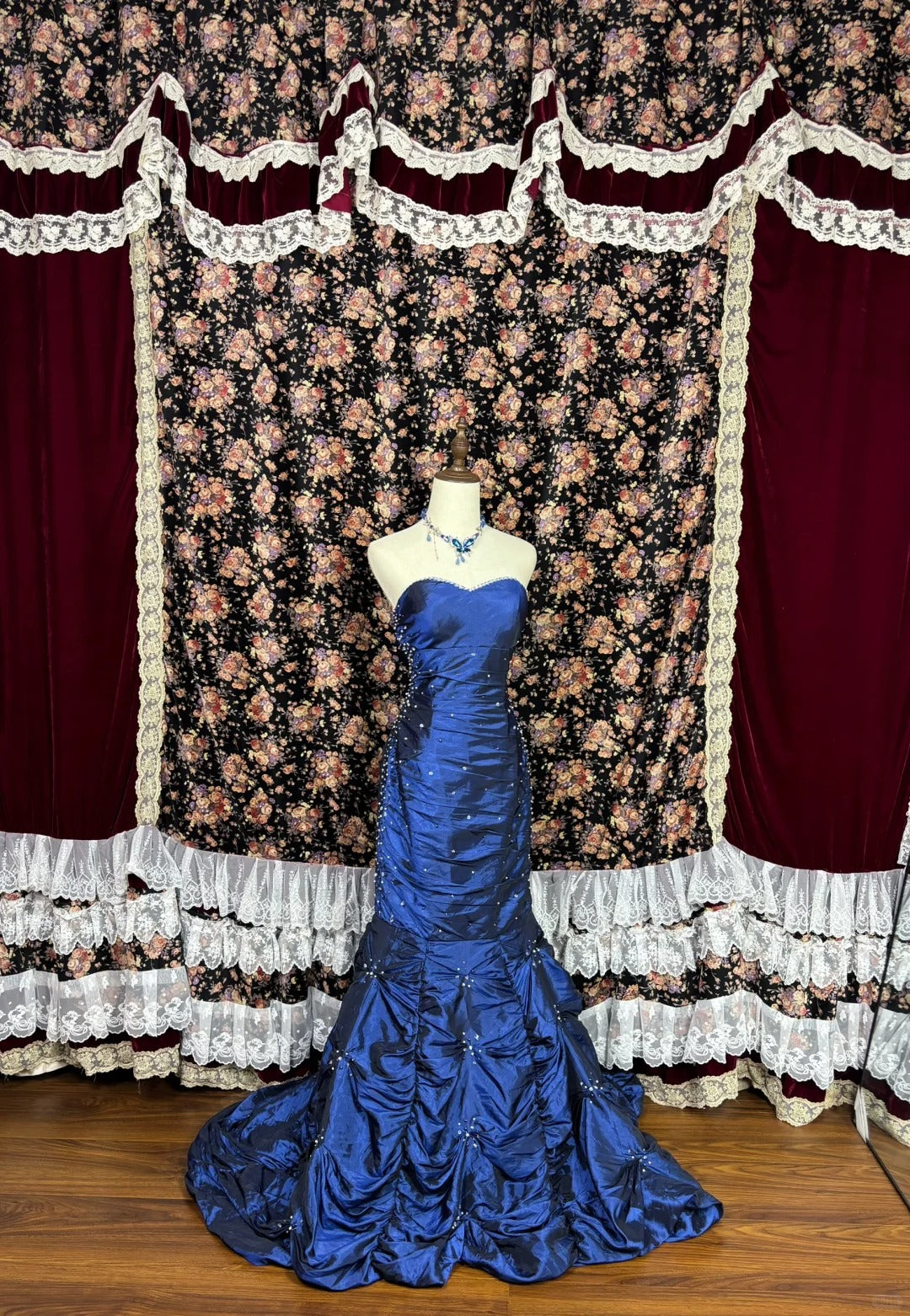 Fantastic Strapless Blue Mermaid Formal Dresses Sequins Beaded Prom Dress AP2566