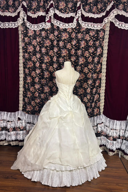 Sweet A-Line Spaghetti Strap Bridal Gowns Ruched Tulle Beaded Crystal Wedding Dress AP2567